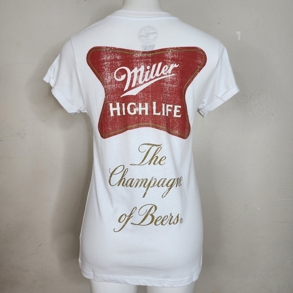 NWOT Recycled Karma Miller HIgh Life Champagne of‎ Beers Tee Size Small - Picture 1 of 14